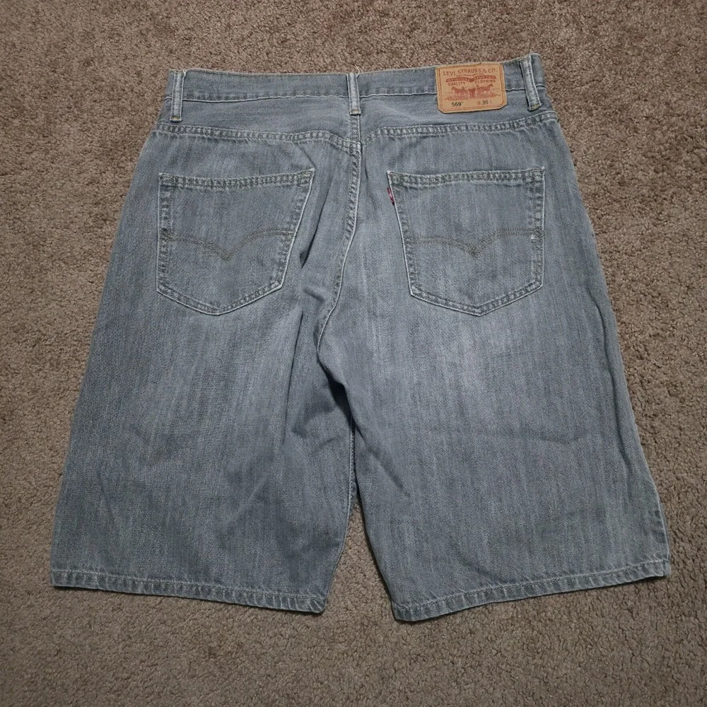 Levis 569 Shorts Mens 36 Gray‎ Denim Bermuda Jorts Casual Summer Faded Wash